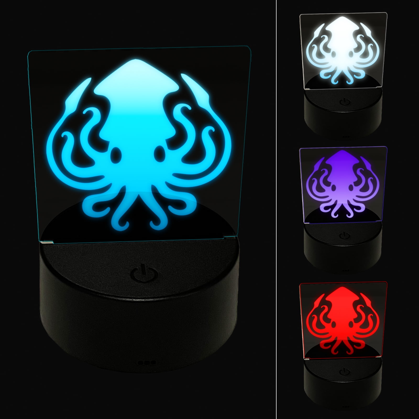 Inky Squid with Tentacles LED Night Light Sign 3D Illusion Desk