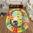thumbnail image 5 of Round ABC Kids Rug Plush, 4' Fluffy Educational Playmat Rug Carpet Alphabet Animal Number Shape Faux Wool Early Learning Carpet for Children Playroom Game Area Playmat Preschool Kindergarten, 5 of 9