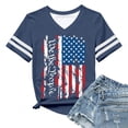 thumbnail image 3 of Fshinging Women Vintage Flag Print V Neck Patriotic T Shirts 4th of July Celebration Tops Dark Blue L, 3 of 3