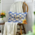thumbnail image 5 of Hello Summer Sunflower Pillow Covers 12x20 Inch Farmhouse Blue Buffalo Plaid Stripes Lumbar Pillow Cases Cotton Linen Yellow Floral Cushion Cover for Sofa Couch Home Decor, 5 of 6