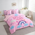 thumbnail image 3 of jejeloiu Boho Rainbow 7 Pieces Bedding Comforter Set,Colorful Stars Loves Full Bedding Set,Clouds Print Fitted Sheet Flat Sheet For Girls,Breathable Home Decor Reversible, 3 of 8