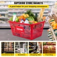 thumbnail image 2 of VEVOR Shopping Basket, 16.9 x 11.8 x 8.07 in/42.8 x 30 x 22 cm((L x W x H), Cast-Iron Handle and Stand, Set of 12 Store Baskets with Durable PE Material Used for Supermarket, Retail, Bookstore, Red, 2 of 9