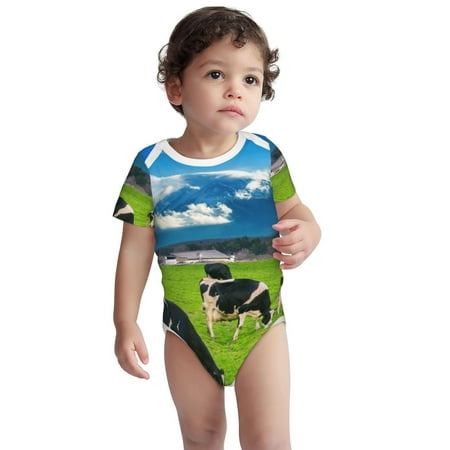

Kdxio Grazing Cows Mountain View Pattern Unisex Baby Cotton Short Sleeve Bodysuits-18 Months