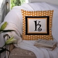 thumbnail image 3 of Letter K Initial Monogram - Orange Polkadots Fabric Decorative Pillow, 3 of 4