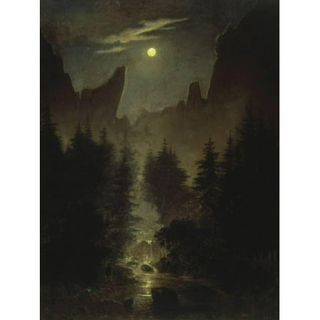 Uttewalder Grund, C. 1825 Night Time Nature Landscape Painting Print Wall Art By Caspar David