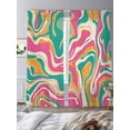 thumbnail image 3 of Teal Pink Orange Sheer Curtains 84 Inches Long 2 Panels Water Ripple Light Filtering Semi Sheer Window Curtains Drapes for Bedroom Living Room 52"x84", 3 of 7
