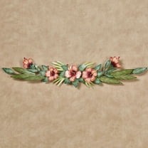Hibiscus Tropical Metal Handcrafted Indoor Outdoor Swag Wall Accent Pink 36 inches wide x 6 inches high