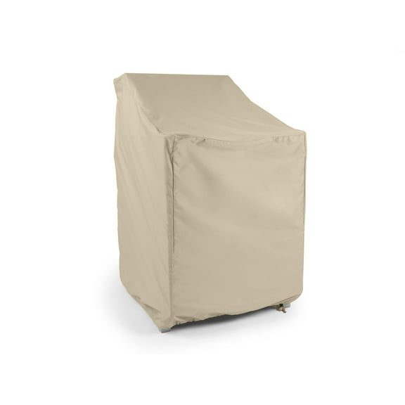 Covermates Elite Outdoor Stacking Chair Cover – Water-Resistant Polyester Patio Chair Protector, Drawcord Hem, Mesh Vent, Fits Most Garden & Deck Chairs, 26W x 28D x 48H, Khaki