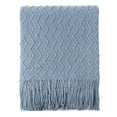 thumbnail image 2 of Battilo Bluish Grey Throw Blanket,Textured Knit Throws,Boho Decorative Blanket for Home Decor,50"x60", 2 of 8
