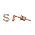 thumbnail image 2 of 14K Solid Rose Gold Natural Diamond Initial 'U' Letter Mix & Match SINGLE Stud Earring (Half Pair), 2 of 4