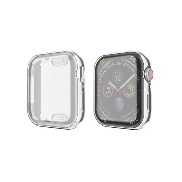 Étui Compatible avec Apple i Watch Series 1/2/3/4/13 avec Protecteur d'Écran en Verre Trempé Intégré - Étui Rigide Tout Autour pour PC, Couverture de Protection Globale (Argent) 38mm