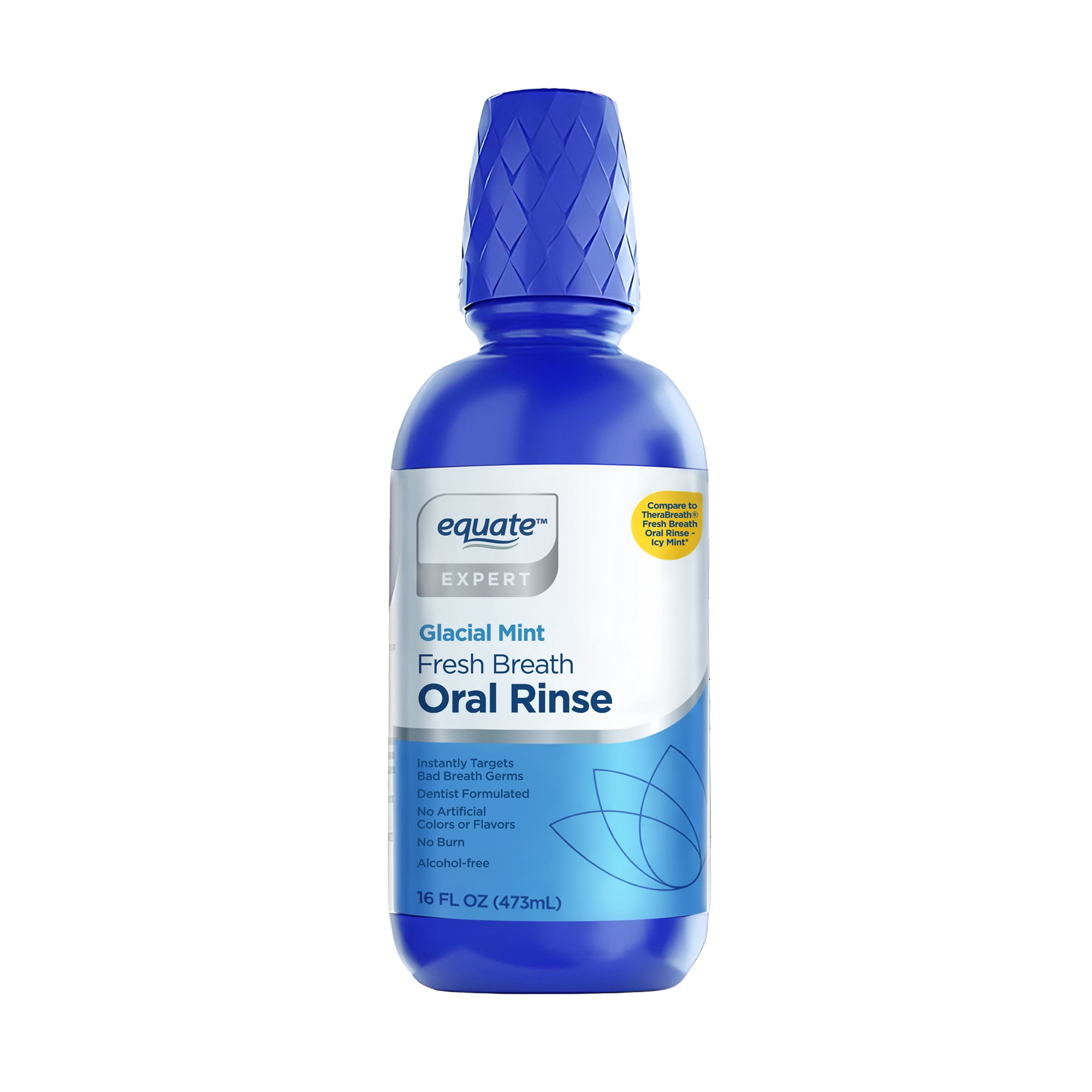 Equate Alcohol-Free Fresh Breath Oral Rinse, Glacial Mint, 16 fl oz