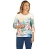 Alfred Dunner Womens Scenic Lightweight Knit Crew Neck Top
