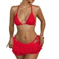 thumbnail image 3 of Women's Sports Bikinis Bathing Suits Spaghetti Straps Bras Soft Stretch Breathable Comfortable Beach Casual Vacation Swimwear Sets 3 Piece Swimsuits, 3 of 5