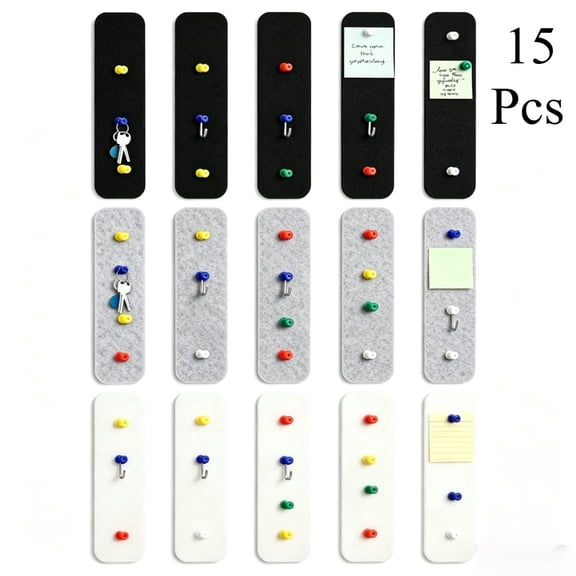 15 Pack 13"x2" Self-Adhesive Felt Bulletin Pin Board Strips, Multicolor with 70 Push Pins for Wall Notes Photos Display