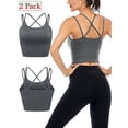 thumbnail image 1 of Junior's Removable Pad Seamless Sexy Strappy Back Bra Top Bralette Yoga Tank Top Longline Spaghetti Crop Tops, 1 of 8