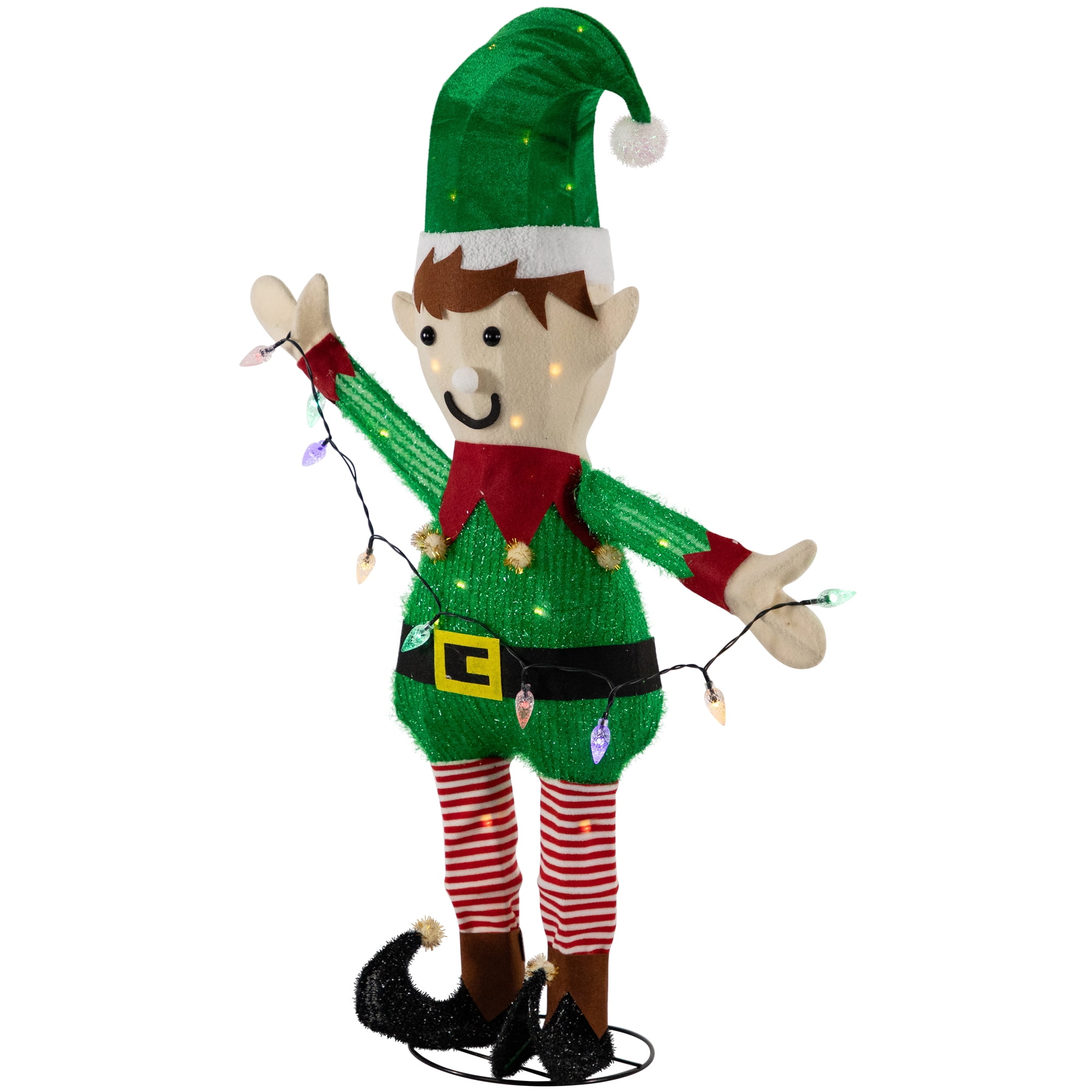 Northlight 34.25" LED Lighted Elf Holding Christmas Lights Outdoor Yard Decoration