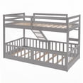 thumbnail image 5 of Twin Size Wood Platform Bed Frame with Slide and Ladder, No Box Spring Needed, Gray, Bedroom, 5 of 18