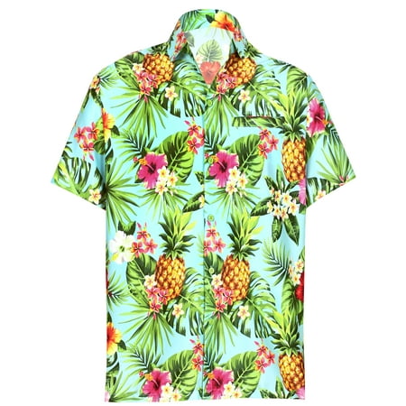 - Hawaiian Shirt Mens Beach Aloha Camp Party Casual Holiday Short Sleeve Hibiscus Floral 3D HD Print B