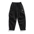 thumbnail image 6 of Mens Cotton Cargo Pants Baggy Vintage Drawstring Waist Multi Pocket Outdoor Hiking Trousers Black XL, 6 of 7
