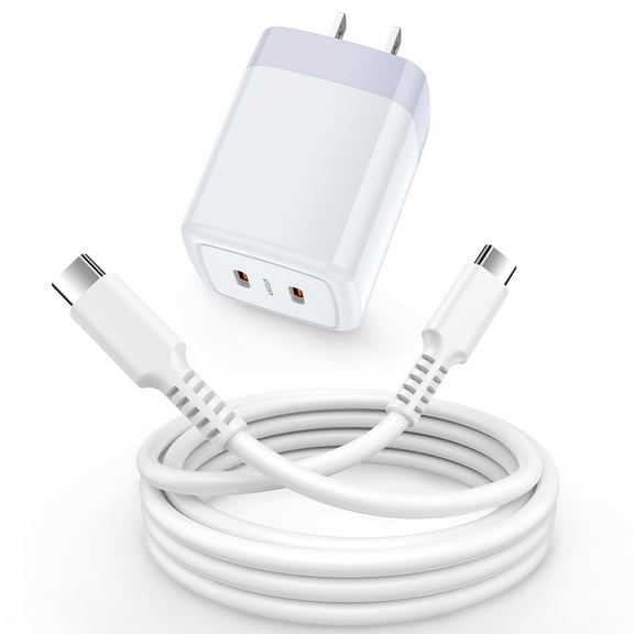 USB C Wall Charger, Hootek 40W Type C Charger Block with 6FT Charging Cable, Dual Port USB C to C Cable Cord Charger Adapter USB C Brick Type C Fast Charging Block, White