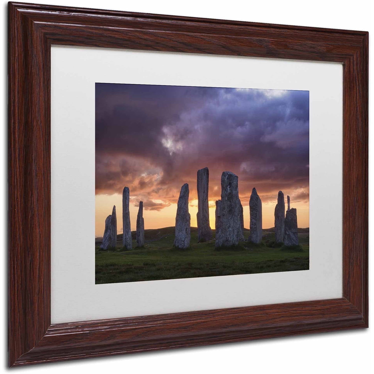 Trademark Fine Art 'Callanish Sunset' Canvas Art by Michael Blanchette Photography, White Matte, Wood Frame