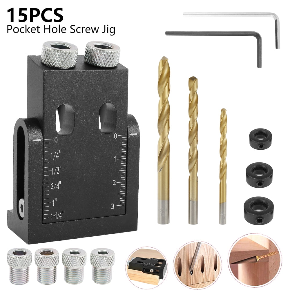 Pocket Hole Jig Kit Woodworking Screw Hole Puncher for DIY Carpentry Drill Set 