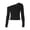 Black, variant on Womens Tops Women'S Asymmetrical One Shoulder Long Sleeve Top with Silver Eyelet Detail Black L