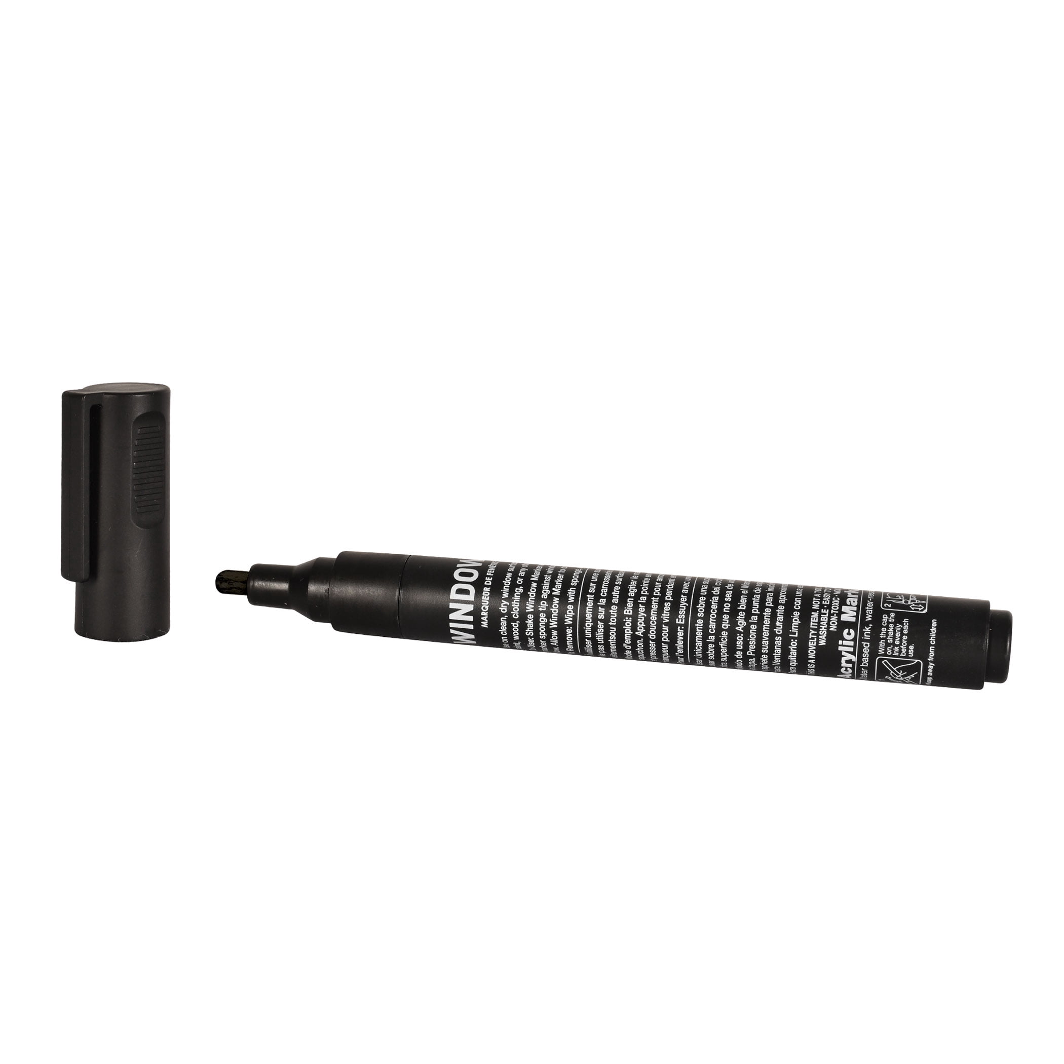 Black Washable Window Markers for Indoor and Outdoor Use, Pack of 6