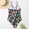 thumbnail image 4 of V Neck Push Up One Piece Swimsuit Women Floral Print Sexy Bathing Suit Plunging Swimwear - M, 4 of 5