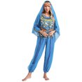 thumbnail image 4 of Disfraz de Halloween para mujer, lentejuelas brillantes, danza del vientre de la India, disfraz de Cosplay, Top corto con dobladillo Irregular y pantalones, pañuelo para la cabeza, 4 of 5