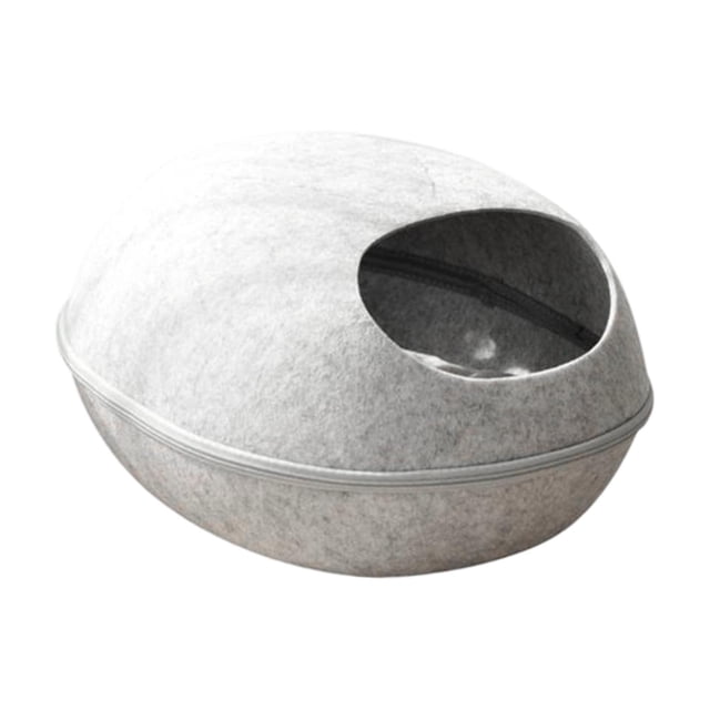 Milaget Maison pour Chat Robuste Cachette Résistante à l'Usure Résistante aux Rayures Semi-Fermée Gris Clair