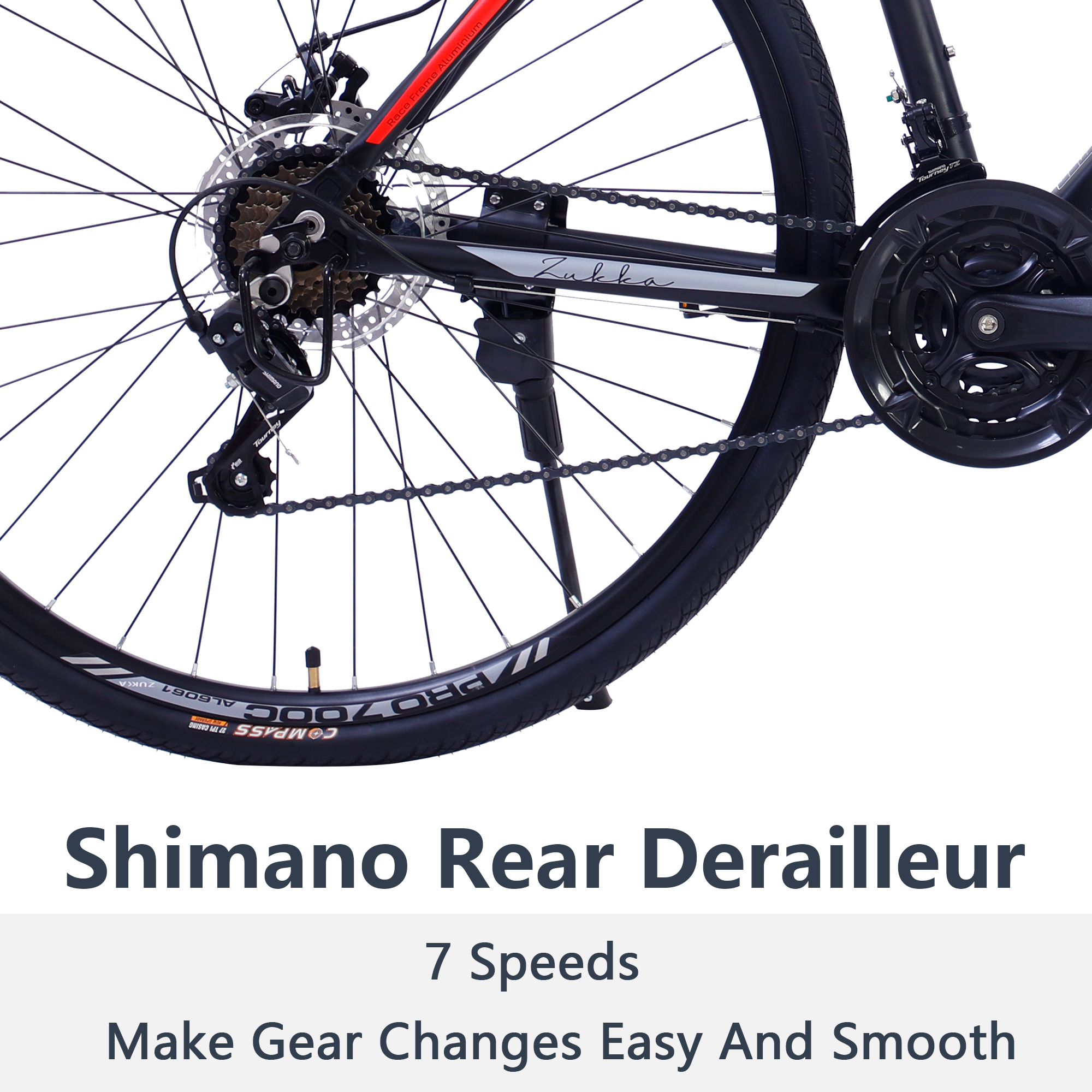 700C Road Bike for Men with Aluminum Alloy Frame 21 Speed & Disc Brakes - image 2 of 8
