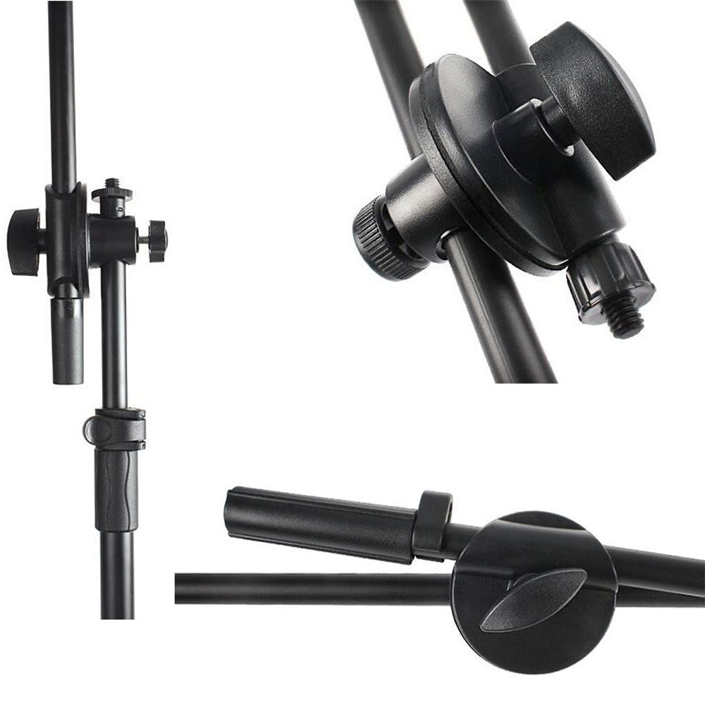 Microphone Stand Mic Foldable Double Clip Tripod 360 Rotating with Extending Boom Arm
