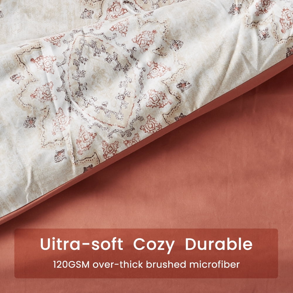 Sleep Zone Floral Duvet Cover Set, Ultra Soft Microfiber Bedding with Designer Print, Wrinkle-Resistant (Damask Pattern Beige, 68 x 90 inch, 2 Pieces)
