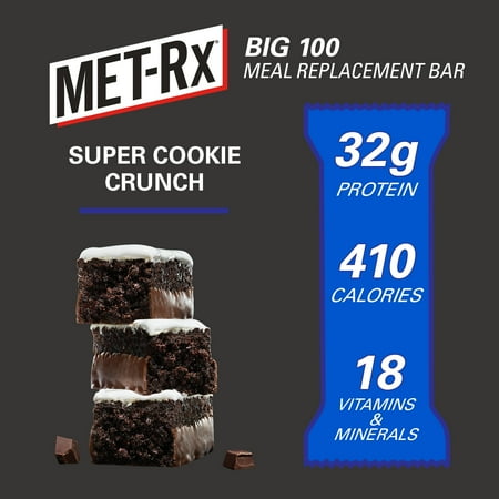 MET-Rx Big 100 High Protein Meal Replacement Bar, Super Cookie Crunch, 1 Ct