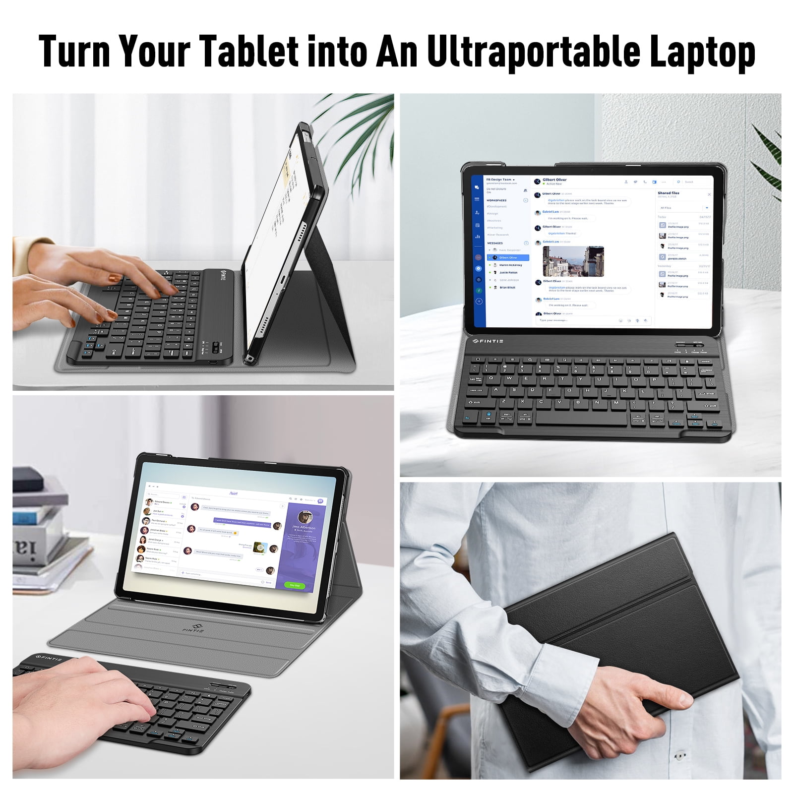 Fintie Keyboard Case for Samsung Galaxy Tab A11 Plus 11" 2025 / Tab A9 Plus 11" 2023, Slim Lightweight Stand Cover with Magnetically Detachable Wireless Bluetooth Keyboard, Black