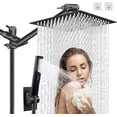 thumbnail image 2 of 10'' Square Rain Shower Heads with Handheld, High Pressure Shower Head Combo with 11'' Adjustable Extension Arm, All Metal Shower Wand with 78'' Anti-Leak Shower Hose, 3 Way Diverter Valve, Gold, 2 of 8