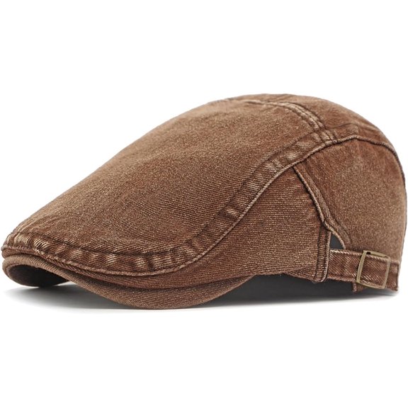 Newsboy Cap for Men Adjustable Flat Ivy Gatsby Cabbie Driving Hat Breathable Denim Cotton Golf Cap