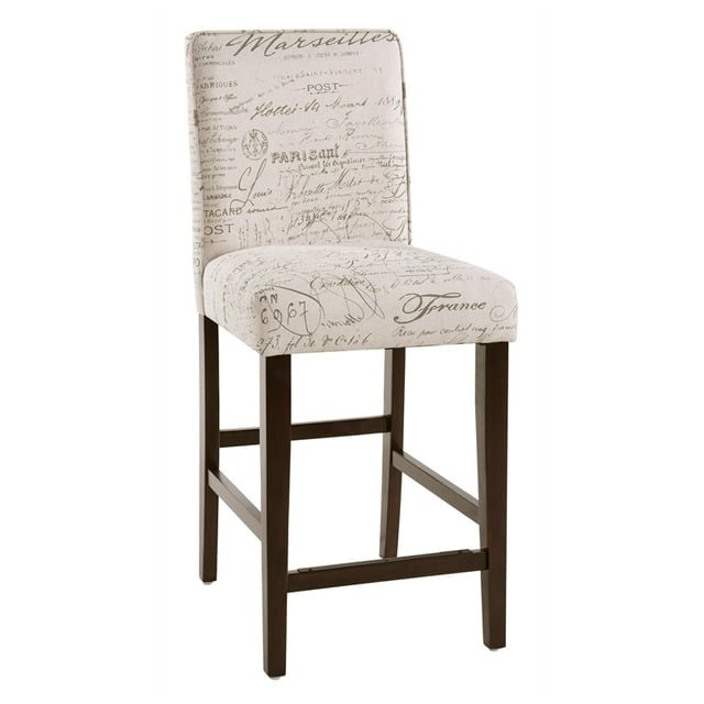 Tabouret Carré Rembourré de 24" en Écriture Paris Beige