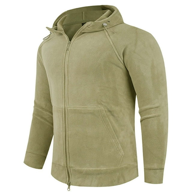 Lovzfmll Men's Reversible Polartec Jacket Hooded Zip Up Pockets Green, 3XL