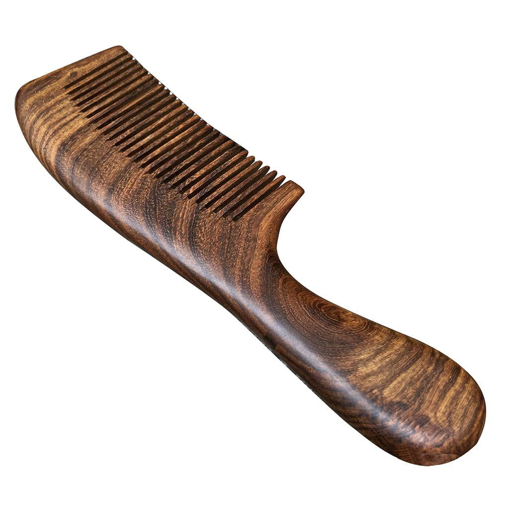 Unisex Sandalwood Comb Women Men Home Travel Wood Anti-static Fine-tooth Comb Wooden Handle