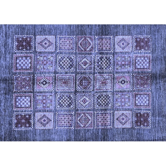 Ahgly Company Indoor Rectangle Abstract Blue Modern Area Rugs, 2' x 4'