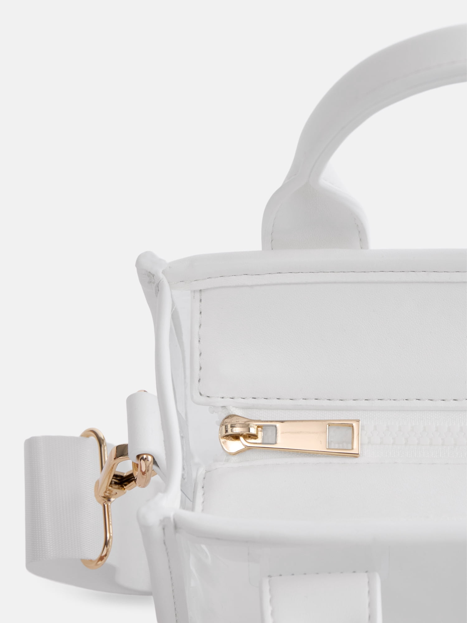 No Boundaries Women's Game Day Clear Boxy Mini Tote Bag, White