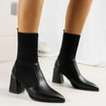 thumbnail image 5 of Black Women Boots In Suede With Chunky Heel And Paint Finish For A Trendy And Comfortable Seasonal Wear, 5 of 7