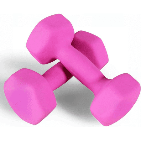 Neoprene Dumbbell Hand Weights Pair Anti-Slip Anti-Roll Hex Shape Color-Coded 8-Pound