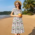 thumbnail image 4 of Goofa Pig And Watermelon Pattern Women Summer Short Sleeve Midi Dress with Pockets Casual Aline Flowy Tshirt Dress Vocation Beach Sundress, 4 of 6