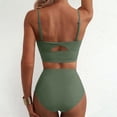 thumbnail image 4 of Women’s Two Piece V Wire Bikini Set with High Waist Bottoms and Adjustable Spaghetti Straps for Beach or Poolwear Army Green L, 4 of 5