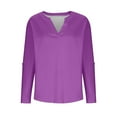thumbnail image 5 of Womens Tunic Tops with Leggings, Long Sleeve Shirts for Women Fall Casual Loose Fit Solid Color Notch V Neck T-Shirts with Buttons, 5 of 6