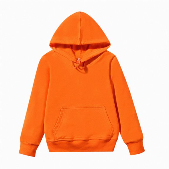 Dmsael Boys Pullover Hoodies Soft Solid Classic Pull-On Hooded Sweatshirts for Kids 3-11 Years (Orange,6-7 Years)